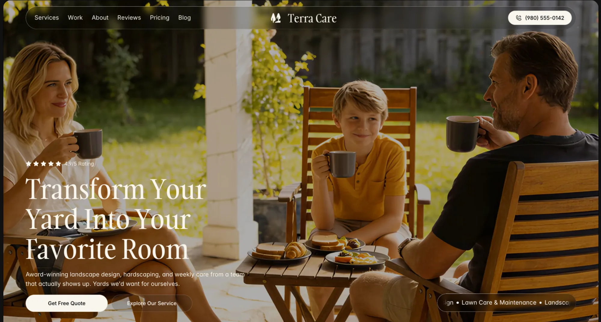 Landscaping website built by Atlas