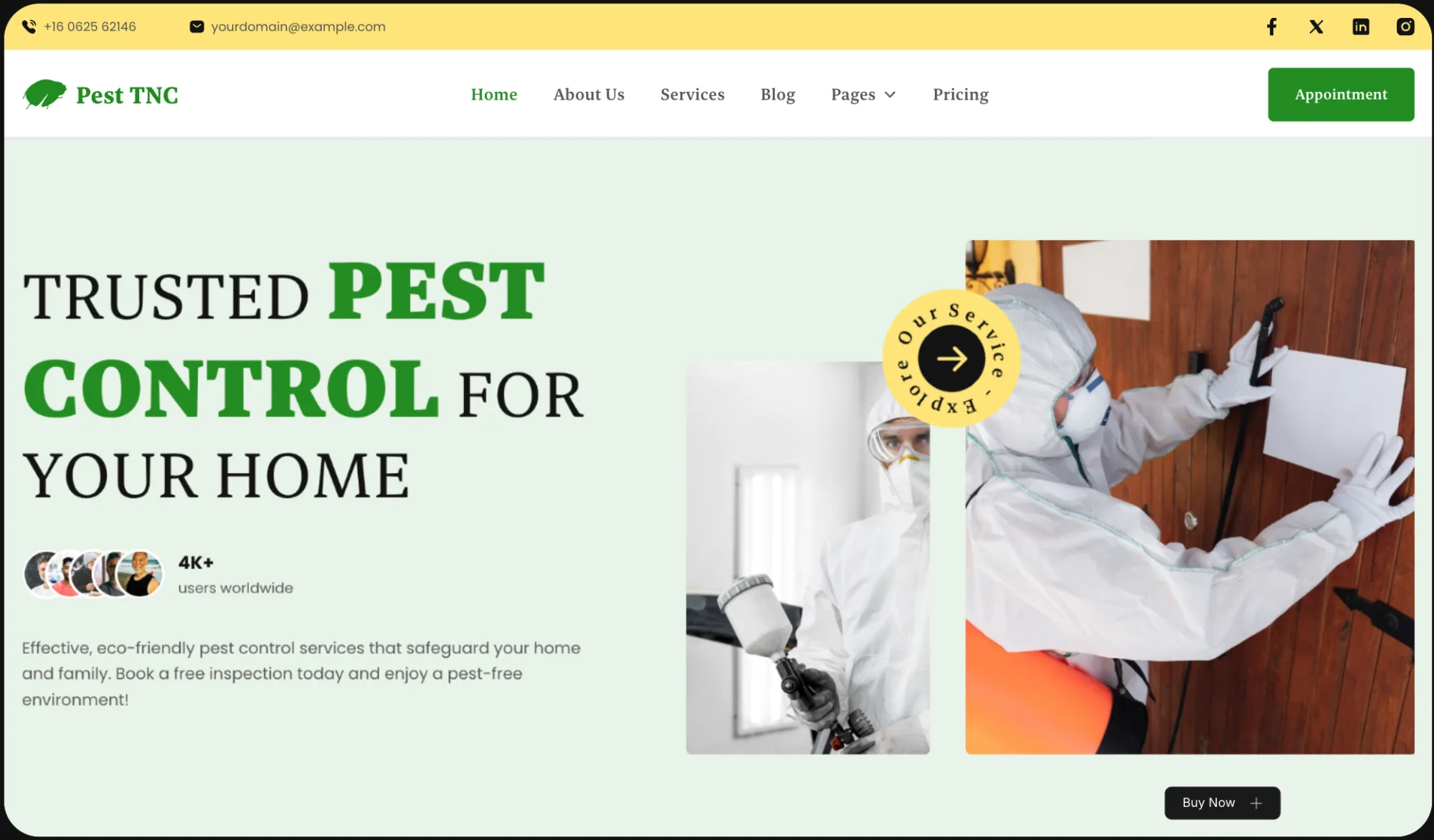 Pest Control website built by Atlas