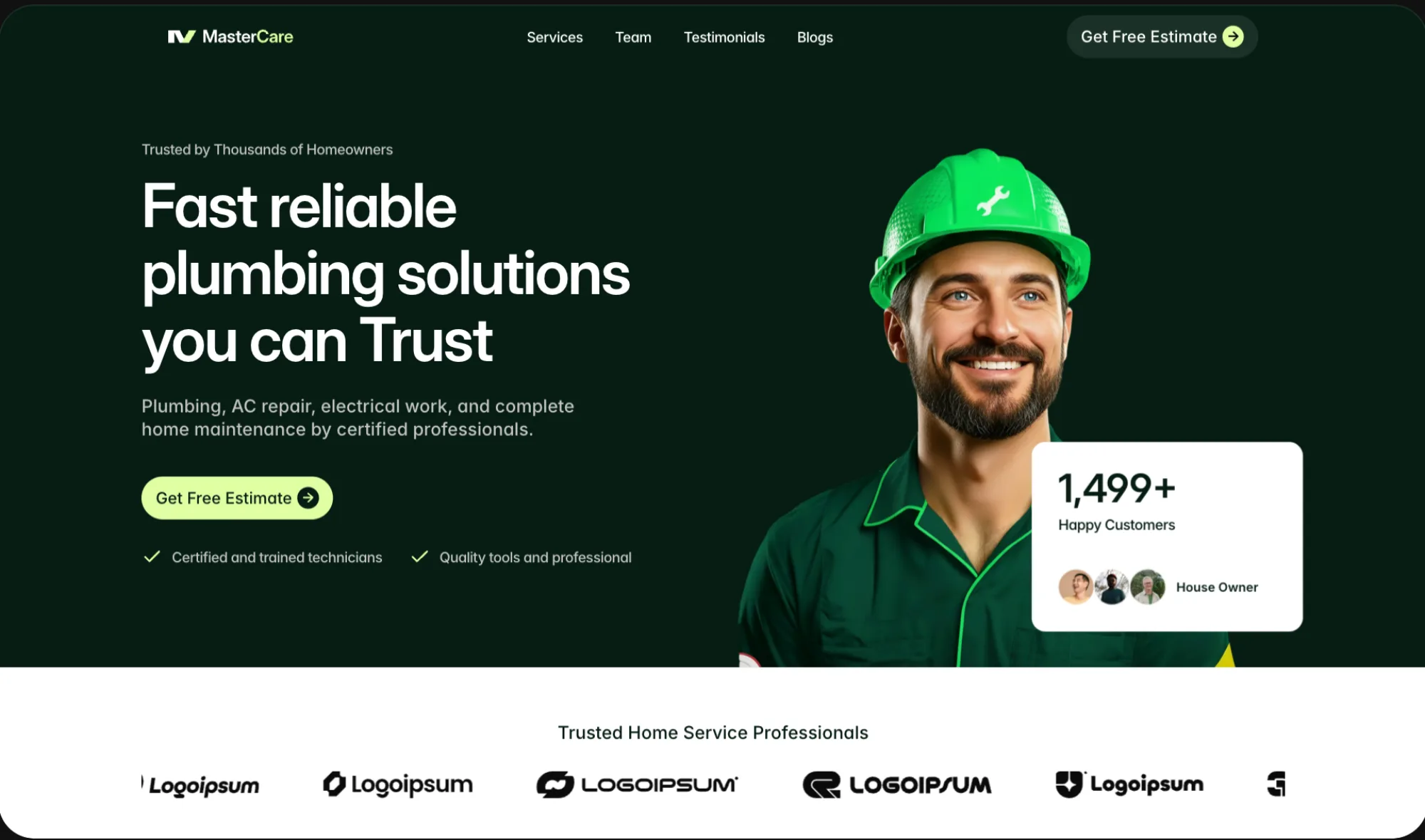 Plumbing website built by Atlas